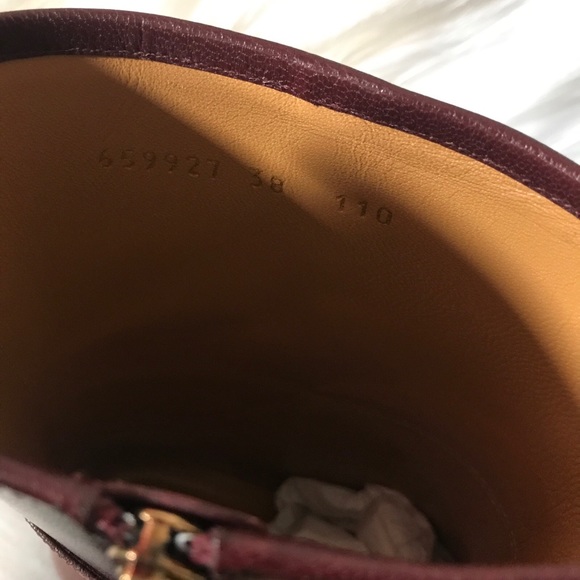 GUCCI Finn Mixed Media Ankle Boot Vintage  Bordeaux Brown Leather Size 38/8 NEW - Picture 6 of 11